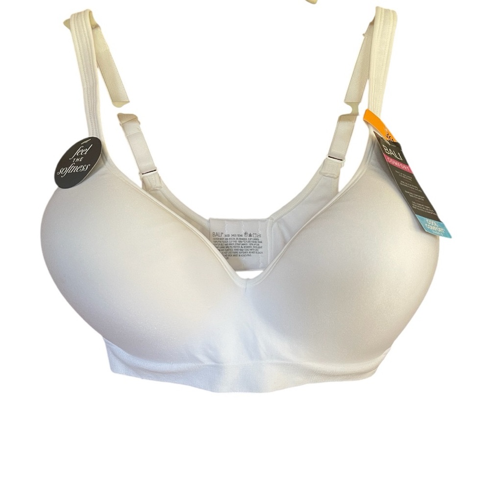 Bali Women's White Comfort Revolution Wireless Bra Cool Comfort Fabric Size 36DD